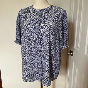 jcrew blouse tiny blue floral size l